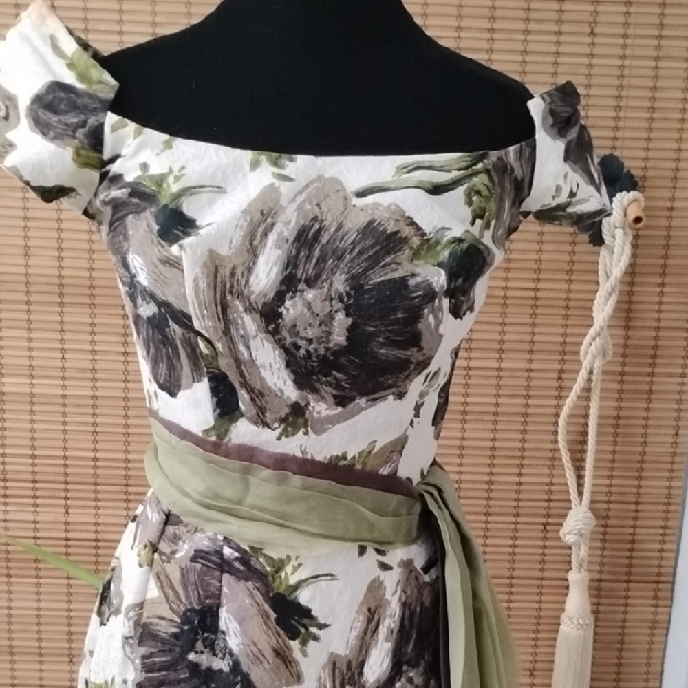 Floral Off-Shoulder Dress Fitted Y2K Vintage